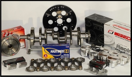 SBC CHEVY 434 ASSEMBLY SCAT & WISECO +8cc DOME 4.155 PISTONS 2PC RMS-350 MAINS K1 CRANK