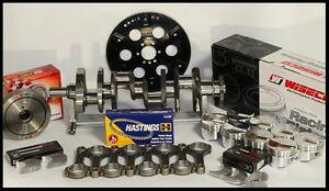 383 STROKER ASSEMBLY SCAT CRANK 5.7 RODS WISECO +4cc DOME 030 PISTONS 1PC RMS