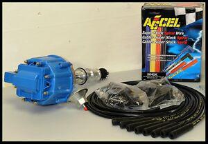 FORD 289 302 HEI LONG SHAFT DISTRIBUTOR & ACCEL WIRES 6502-5-BLUE+5040-K-KIT