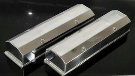 SBC CHEVY POLISHED FABRICATED TALL ALUMINUM VALVE COVERS NO ACC. HOLES 6350-POL