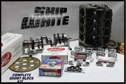 SBC CHEVY 434 DART SHORT BLOCK FORGED +4cc DOME 4.155 PISTONS SCAT RODS, MANLEY CRANK